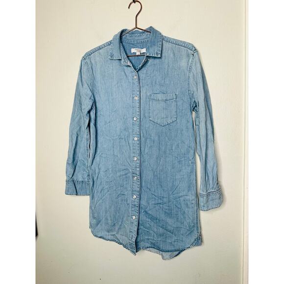 THAKOON Light Blue Wash Denim Button Up Front Mini Oversized Shirt Dress Size 4 - Picture 4 of 8